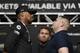 NEW YORK, NEW YORK - MAY 30: Anthony Joshua of the United Kingdom faces off with Andy Ruiz of Mexico during the press conference prior to their world heavyweight title fight at the Beacon Theatre on May 30, 2019 in New York City. (Photo by Sarah Stier/Getty Images)