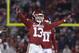 Oklahoma cornerback Tre Norwood (13) reacts following a play against Kansas in the second half of an NCAA college football game in Norman, Okla., Saturday, Nov. 17, 2018. Oklahoma won 55-40. (AP Photo/Alonzo Adams)