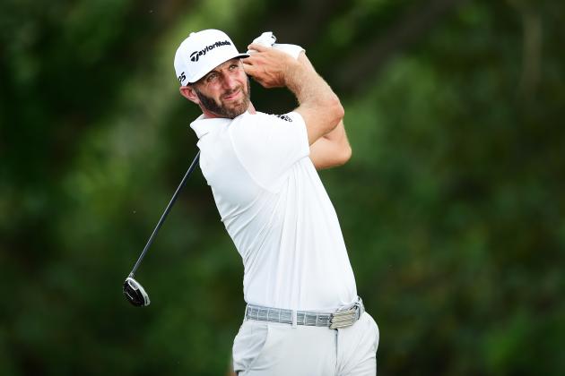JERSEY CITY, NEW JERSEY - AUGUST 09:  Dustin Johnson of the United States plays his shot from the 16th tee during the second round of The Northern Trust at Liberty National Golf Club on August 09, 2019 in Jersey City, New Jersey. (Photo by Jared C. Tilton/Getty Images)