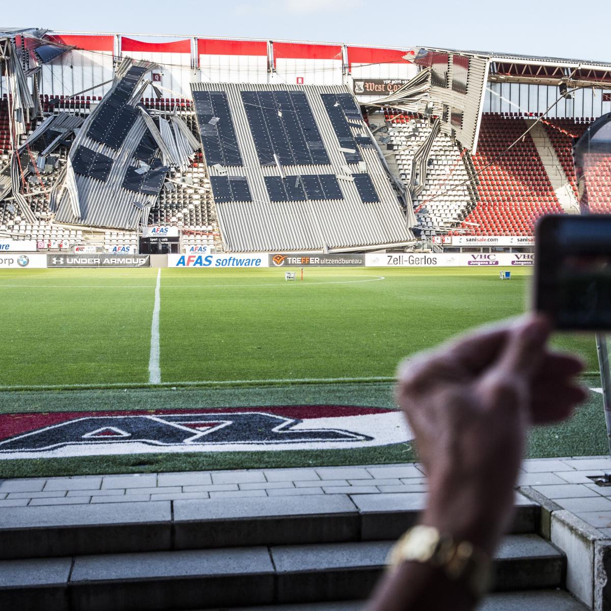 Look Az Alkmaar Stadium Roof Collapses Because Of Strong Winds News