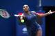 TORONTO, ON - AUGUST 11: Serena Williams of the United States hits a shot against Bianca Andreescu of Canada during the final match on Day 9 of the Rogers Cup at Aviva Centre on August 11, 2019 in Toronto, Canada. (Photo by Vaughn Ridley/Getty Images)