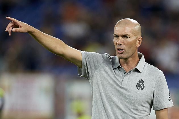 ROME, ITALY - AUGUST 11: Zinedine Zidane, Manager of Real Madrid reacts during the pre-season friendly match between AS Roma and Real Madrid at Stadio Olimpico on August 11, 2019 in Rome, Italy. (Photo by Quality Sport Images/Getty Images)