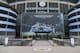 A new poster showing members of the Manchester City team celebrating has been placed at the entrance to the Etihad Stadium in Manchester, north west England to celebrate Manchester City winning the Premier League title on April 16, 2018.
Pep Guardiola's side were crowned kings of English football yesterday as their arch rivals Manchester United slumped to a shock 1-0 defeat against struggling West Bromwich Albion. / AFP PHOTO / Paul ELLIS / RESTRICTED TO EDITORIAL USE. No use with unauthorized audio, video, data, fixture lists, club/league logos or 'live' services. Online in-match use limited to 75 images, no video emulation. No use in betting, games or single club/league/player publications. / (Photo credit should read PAUL ELLIS/AFP/Getty Images)