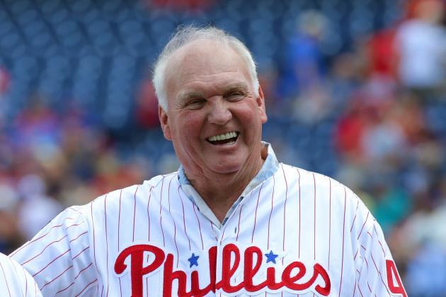 PHILADELPHIA, PA - AUGUST 13: Former Philadelphia Phillies manager, Charlie Manuel participates in Alumni Weekend ceremonies before a game between the Philadelphia Phillies and the New York Mets at Citizens Bank Park on August 13, 2017 in Philadelphia, Pennsylvania. The Mets won 6-2. (Photo by Hunter Martin/Getty Images)