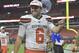 Cleveland Browns quarterback Baker Mayfield walks off the field after an NFL preseason football game against the Washington Redskins, Thursday, Aug. 8, 2019, in Cleveland. Cleveland won 30-10. (AP Photo/David Richard)