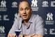New York Yankees general manager Brian Cashman speaks during a news conference in which he addressed the team's trades and acquisitions in New York, Monday, July 31, 2017. (AP Photo/Kathy Willens)