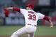 Los Angeles Angels starting pitcher Matt Harvey throws during the second inning of the team's baseball game against the Houston Astros in Anaheim, Calif., Thursday, July 18, 2019. (AP Photo/Kyusung Gong)