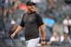 NEW YORK, NEW YORK - JULY 18: Manager Aaron Boone #17 of the New York Yankees walks off the field after a disagreement with the umpire during the second inning of game one of a doubleheader against the Tampa Bay Rays at Yankee Stadium on July 18, 2019 in the Bronx borough of New York City. (Photo by Sarah Stier/Getty Images)