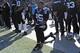 Carolina Panthers' Eric Reid (25) kneels during the national anthem before an NFL football game against the Atlanta Falcons in Charlotte, N.C., Sunday, Dec. 23, 2018. (AP Photo/Mike McCarn)