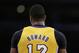 Los Angeles Lakers' Dwight Howard during the second of an NBA basketball game against the Houston Rockets in Los Angeles, Wednesday, April 17, 2013. The Lakers won 99-95 in overtime. (AP Photo/Jae C. Hong)