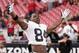 GLENDALE, ARIZONA - AUGUST 15: Wide receiver Antonio Brown #84 of the Oakland Raiders reacts to fans as he warms up before the NFL preseason game against the Arizona Cardinals at State Farm Stadium on August 15, 2019 in Glendale, Arizona. (Photo by Christian Petersen/Getty Images)