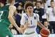 FILE - In this Jan. 9, 2018, file photo, BC Prienu Vytautas's LaMelo Ball is shown in action during the Big Baller Brand Challenge friendly tournament match against BC Zalgiris-2 in Prienai, Lithuania. LaMelo Ball, the brother of Los Angeles Lakers guard Lonzo Ball, has been ejected from a game in Lithuania after striking an opponent. Ball clashed with Lithuanian player Mindaugas Susinskas during Monday's, Oct. 1, 2018, exhibition game between local club Dzukija and a touring team of United States players from the Junior Basketball Association established by the Ball brothers' father, LaVar Ball. (AP Photo/Liusjenas Kulbis, File)