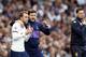 Tottenham's manager Mauricio Pochettino, center, gives instructions to Tottenham's Christian Eriksen during the English Premier League soccer match between Tottenham Hotspur and Aston Villa at the Tottenham Hotspur stadium in London, Saturday, Aug. 10, 2019. (AP Photo/Frank Augstein)