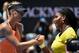 Serena Williams of the US (R) shakes hands with Russia's Maria Sharapova after winning their women's singles match on day nine of the 2016 Australian Open tennis tournament in Melbourne on January 26, 2016. AFP PHOTO / SAEED KHAN -- IMAGE RESTRICTED TO EDITORIAL USE - STRICTLY NO COMMERCIAL USE / AFP / SAEED KHAN (Photo credit should read SAEED KHAN/AFP/Getty Images)