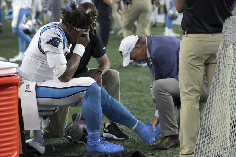 Image result for cam newton injury preseason
