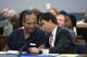 OJ Simpson (L) listens to his attorney Yale Galanter prior to sentencing at the Clark County Regional Justice Center December 5, 2008 in Las Vegas, Nevada. Disgraced American football star Simpson could serve up to 33 years in jail, but will have to serve a minimum of nine, his lawyers said Friday. After judge Jackie Glass gave a complicated sentencing on 10 charges against Simpson for his role in a 2007 armed raid with five friends on a Las Vegas hotel room, his lawyers said they had had to calculate the final sentence. Issac Brekken-Pool / AFP PHOTO / POOL / Isaac Brekken (Photo credit should read ISAAC BREKKEN/AFP/Getty Images)