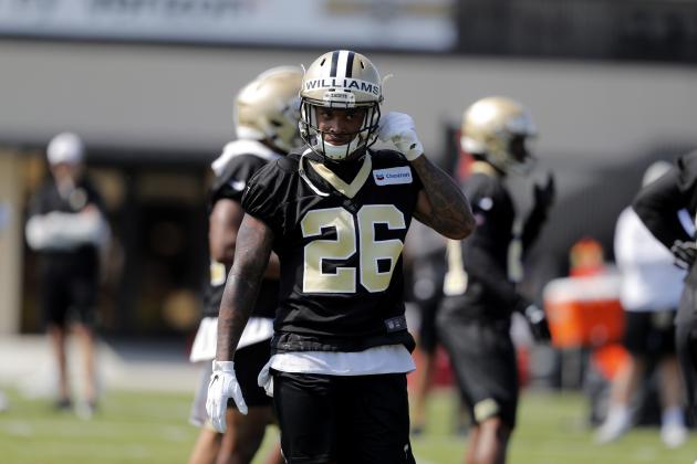 New Orleans Saints cornerback P.J. Williams (26) runs through drills during training camp at their NFL football training facility in Metairie, La., Friday, July 26, 2019. (AP Photo/Gerald Herbert)