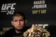 LONDON, ENGLAND - JUNE 12: Khabib Nurmagomedov reacts during a UFC 242 Press Conference at Hotel Cafe Royal on June 12, 2019 in London, England. (Photo by Marc Atkins/Zuffa LLC/Zuffa LLC)