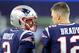 FOXBOROUGH, MASSACHUSETTS - AUGUST 29: Tom Brady #12 of the New England Patriots talks with Brian Hoyer #2 during the preseason game between the New York Giants and the New England Patriots at Gillette Stadium on August 29, 2019 in Foxborough, Massachusetts. (Photo by Maddie Meyer/Getty Images)