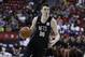 Brooklyn Nets' Rodions Kurucs plays against the Minnesota Timberwolves during an an NBA summer league basketball game Sunday, July 14, 2019, in Las Vegas. (AP Photo/John Locher)