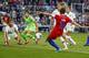 United States' Carli Lloyd scores a goal against Portugal during the first half of a friendly soccer match Tuesday, Sept. 3, 2019, in St. Paul, Minn. (AP Photo/Bruce Kluckhohn)