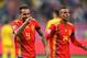 Paco Alcacer (L) of Spain celebrates after he scored 2-0 goal during the Euro 2020 football qualification match between Romania and Spain in Bucharest, Romania, on September 5, 2019. (Photo by Daniel MIHAILESCU / AFP) (Photo credit should read DANIEL MIHAILESCU/AFP/Getty Images)