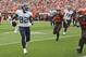 Tennessee Titans tight end Delanie Walker scores a touchdown during the second half in an NFL football game Cleveland Browns, Sunday, Sept. 8, 2019, in Cleveland. (AP Photo/Ron Schwane)