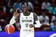 SHENZHEN, CHINA - SEPTEMBER 05: #17 Dennis Schroder of the Germany National Team in action during the match against the Jordan National Team during the 1st round of 2019 FIBA World Cup at Shenzhen Bay Sports Center on September 05, 2019 in Shenzhen, China. (Photo by Zhong Zhi/Getty Images)