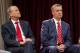 University of Alabama president Stuart R. Bell, left, and Alabama athletic director Greg Byrne listen as Nate Oats speaks after being introduced as the new college basketball coach for the University of Alabama, Thursday, March 28, 2019, in Tuscaloosa, Ala. (AP Photo/Vasha Hunt)