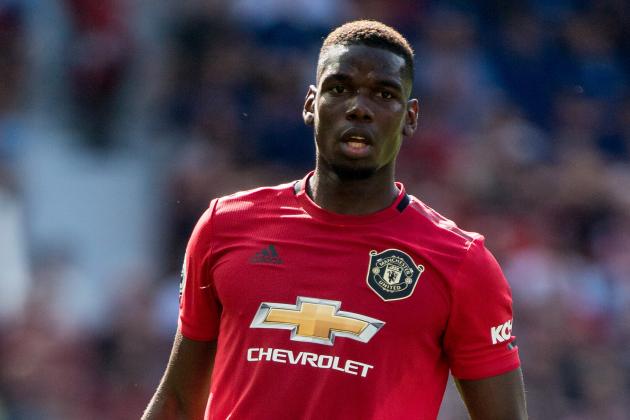 MANCHESTER, ENGLAND - AUGUST 24: Paul Pogba of Manchester United looks on during the Premier League match between Manchester United and Crystal Palace at Old Trafford on August 24, 2019 in Manchester, United Kingdom. (Photo by Sebastian Frej/MB Media/Getty Images)