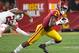 LOS ANGELES, CA - SEPTEMBER 07: Wide receiver Devon Williams #2 of the USC Trojans holds on to pass as he breaks loose from cornerback Obi Eboh #22 of the Stanford Cardinal for a first down in the first half of the game at the Los Angeles Memorial Coliseum on September 7, 2019 in Los Angeles, California. (Photo by Jayne Kamin-Oncea/Getty Images)