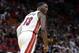 Miami Heat center Bam Adebayo (13) reacts after scoring during the second half of an NBA basketball game against the Toronto Raptors, Sunday, March 10, 2019, in Miami. The Raptors won 125-104. (AP Photo/Lynne Sladky)