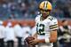 CHICAGO, ILLINOIS - SEPTEMBER 05: Aaron Rodgers #12 of the Green Bay Packers participates in warmups prior to a game against the Chicago Bears at Soldier Field on September 05, 2019 in Chicago, Illinois. (Photo by Stacy Revere/Getty Images)