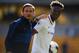 WOLVERHAMPTON, ENGLAND - SEPTEMBER 14: Tammy Abraham of Chelsea with the match ball and his manager Frank Lampard after his hatrick following the the Premier League match between Wolverhampton Wanderers and Chelsea FC at Molineux on September 14, 2019 in Wolverhampton, United Kingdom. (Photo by Clive Mason/Getty Images)