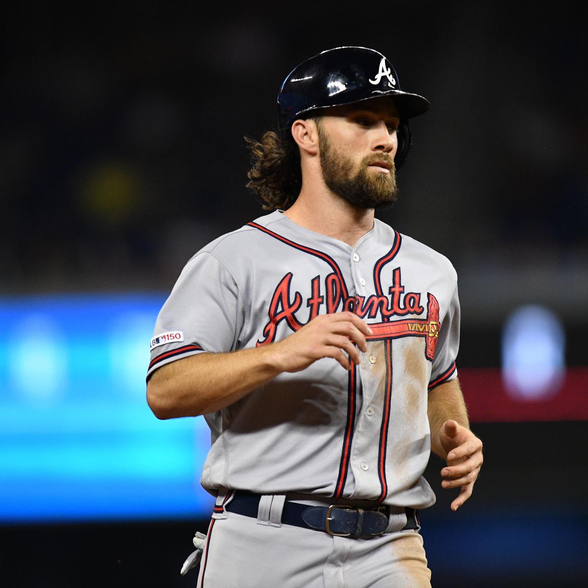 Braves outfielder Charlie Culberson was hit in the face with a 90