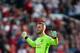 MANCHESTER, ENGLAND - SEPTEMBER 14: David de Gea of Manchester United celebrates at full time during the Premier League match between Manchester United and Leicester City at Old Trafford on September 14, 2019 in Manchester, United Kingdom. (Photo by Robbie Jay Barratt - AMA/Getty Images)
