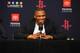 HOUSTON, TX - JULY 26: General Manager Daryl Morey, and Russell Westbrook #0 of the Houston Rockets smiles during the Houston Rockets Introductory Press Conference on July 26, 2019 at the Toyota Center in Houston, Texas. NOTE TO USER: User expressly acknowledges and agrees that, by downloading and or using this photograph, User is consenting to the terms and conditions of the Getty Images License Agreement. Mandatory Copyright Notice: Copyright 2019 NBAE (Photo by Bill Baptist/NBAE via Getty Images)