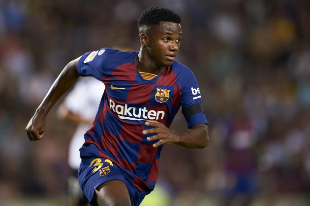 BARCELONA, SPAIN - SEPTEMBER 14: Ansu Fati of Barcelona in action during the Liga match between FC Barcelona and Valencia CF at Camp Nou on September 14, 2019 in Barcelona, Spain. (Photo by Quality Sport Images/Getty Images)