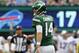 EAST RUTHERFORD, NEW JERSEY - SEPTEMBER 08: (NEW YORK DAILIES OUT) Sam Darnold #14 of the New York Jets in action against the Buffalo Bills at MetLife Stadium on September 08, 2019 in East Rutherford, New Jersey. The Bills defeated the Jets 17-16. (Photo by Jim McIsaac/Getty Images)