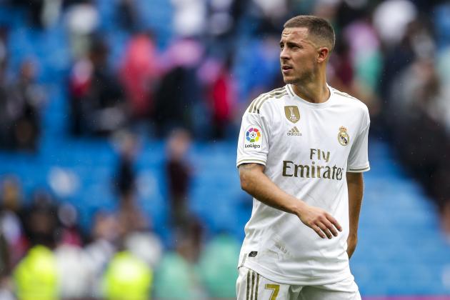 MADRID, SPAIN - SEPTEMBER 14: Eden Hazard of Real Madrid during the La Liga Santander  match between Real Madrid v Levante at the Santiago Bernabeu on September 14, 2019 in Madrid Spain (Photo by David S. Bustamante/Soccrates/Getty Images)