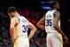 LOS ANGELES, CALIFORNIA - APRIL 26: Stephen Curry #30 and Kevin Durant #35 of the Golden State Warriors in a 129-110 win over the LA Clippers during Game Six of Round One of the 2019 NBA Playoffs at Staples Center on April 26, 2019 in Los Angeles, California. (Photo by Harry How/Getty Images) NOTE TO USER: User expressly acknowledges and agrees that, by downloading and or using this photograph, User is consenting to the terms and conditions of the Getty Images License Agreement.