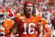 CLEMSON, SC - SEPTEMBER 07: Trevor Lawrence #16 of the Clemson Tigers looks on during a game against the Texas A&M Aggies at Memorial Stadium on September 7, 2019 in Clemson, South Carolina. Clemson defeated Texas A&M 24-10. (Photo by Joe Robbins/Getty Images)