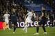 PSG's Angel Di Maria, center, scores his side's second goal during the Champions League group A soccer match between PSG and Real Madrid at the Parc des Princes stadium in Paris, Wednesday, Sept. 18, 2019. (AP Photo/Francois Mori)