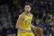 Golden State Warriors guard Klay Thompson (11) against the Denver Nuggets during an NBA basketball game in Oakland, Calif., Tuesday, April 2, 2019. (AP Photo/Jeff Chiu)