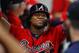 ATLANTA, GA - SEP 20: Ronald Acuna Jr. #13 of the Atlanta Braves reacts after hitting a two run home run in the fifth inning of an MLB game against the San Francisco Giants at SunTrust Park on September 20, 2019 in Atlanta, Georgia. (Photo by Todd Kirkland/Getty Images)