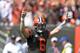 Cleveland Browns quarterback Baker Mayfield celebrates after a 4-yard touchdown pass to Dontrell Hilliard during the first half in an NFL football game against the Tennessee Titans, Sunday, Sept. 8, 2019, in Cleveland. (AP Photo/David Richard)