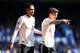 LIVERPOOL, ENGLAND - APRIL 21: Chris Smalling (L) and Victor Lindelof of Manchester United look on during the Premier League match between Everton FC and Manchester United at Goodison Park on April 21, 2019 in Liverpool, United Kingdom. (Photo by Chris Brunskill/Fantasista/Getty Images)