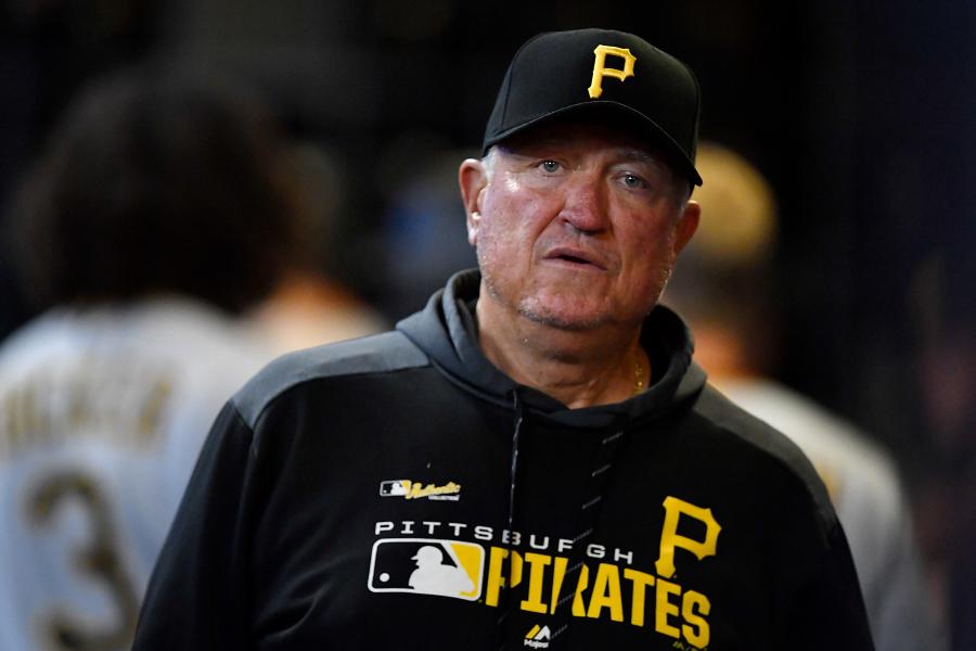 Pittsburgh Pirates manager Clint Hurdle shows the All-Star jersey for  starting pitcher Gerrit Cole after he accepted it for Col before a baseball  game against the St. Louis Cardinals, Sunday, July 12