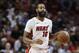 MIAMI, FLORIDA - APRIL 09: James Johnson #16 of the Miami Heat in action against the Philadelphia 76ers during the first half at American Airlines Arena on April 09, 2019 in Miami, Florida. NOTE TO USER: User expressly acknowledges and agrees that, by downloading and or using this photograph, User is consenting to the terms and conditions of the Getty Images License Agreement. (Photo by Michael Reaves/Getty Images)