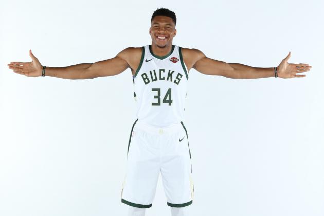 MILWAUKEE, WI - SEPTEMBER 30: Giannis Antetokounmpo #34 of the Milwaukee Bucks poses for a portrait during Media Day at Fiserv Forum on September 30, 2019 in Milwaukee, Wisconsin. NOTE TO USER: User expressly acknowledges and agrees that, by downloading and/or using this photograph, user is consenting to the terms and conditions of the Getty Images License Agreement.  Mandatory Copyright Notice: Copyright 2019 NBAE (Photo by Gary Dineen/NBAE via Getty Images)